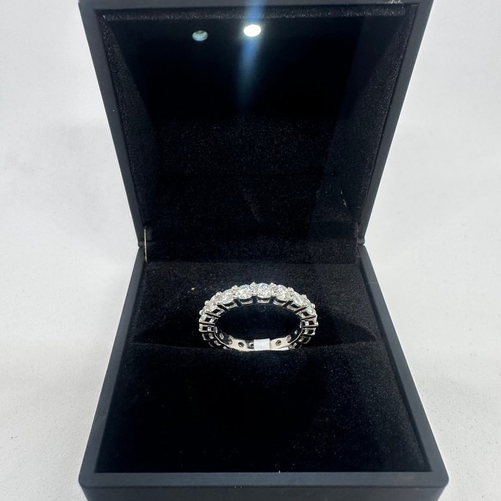 Moissanite Diamond Ring Eternity Wedding Band Anniversary Brilliant 2 Ct Size 7 - Picture 3 of 12